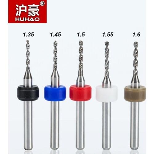 HUHAO 10pcs/lot 3.175mm Micro Mini PCB Drill Bits Set CNC Print Circuit Board Engraving End Mill Dia.1.25-2.2mm PCB Alloy Drill