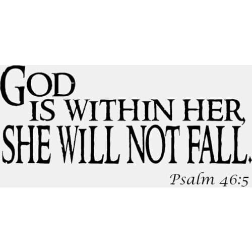 Personality Car Stickers Fun and Stylish GOD IS WITH HER, SHE WILL NOT FALL Car Decoration Accessories Decal Anti-UV Black/white