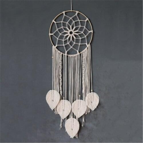 Indian Style Dreamcatcher Macrame Wall Hanging Tapestry Boho Dreamcatcher Tassel Leaves Wall Macrame Tapestry Bedroom Wall Decor