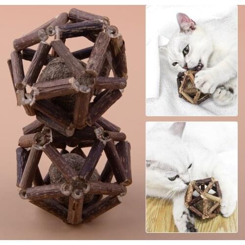 LETAOSK 2pcs Wood Catnip Toys Ball Sticks Organic Natural Silvervine Pet Cat Supplies