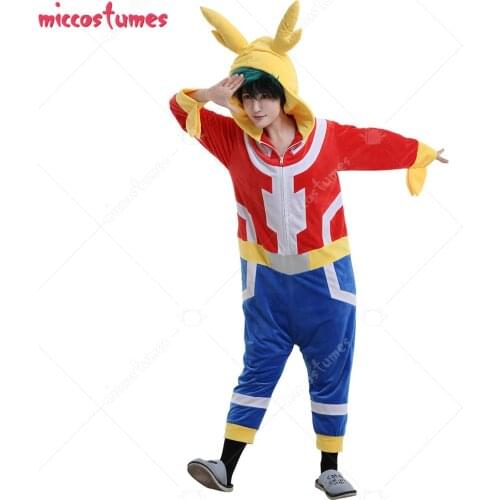 Presale MHA Midoriya Izuku Deku Cotton Linen All Might Derivated Pajama Jumpsuit Soft Sleepwear Cosplay Costume