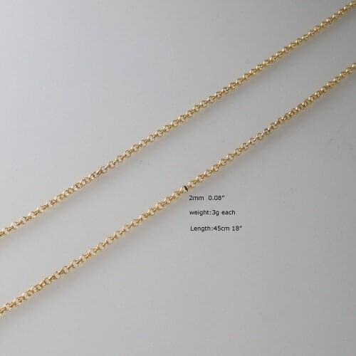 Min order 10$/Can mix design/ 3g 18" - YELLOW GOLD GP OVERLAY ROUND CIRCLE LINK CHAIN NECKLACE/Great Gift/Great Money Maker