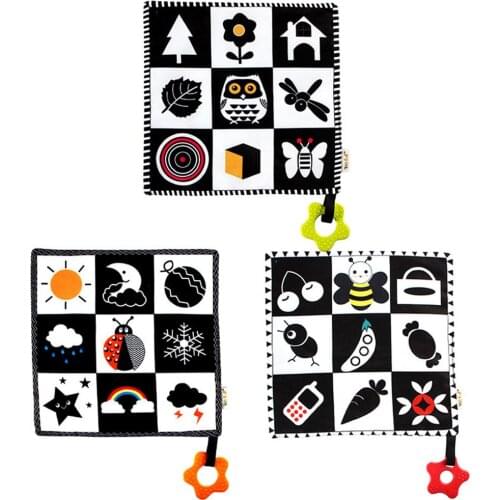 Baby Soft Toys Crib Hanging Toys With Teethers Soothing Towels Black&white Soothe Appease Teether Newborn Soft Comforting Towel