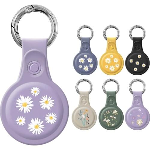 Soft Liquid Silicone lovely Flowers Protective Case For Airtags Cover Hangable Keychain Locator Tracker Cover For airtags Case