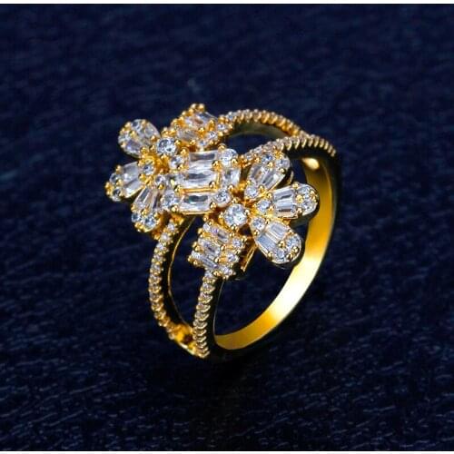 Bride Talk Trendy Women Open Rings Full Cubic Zircon Crystal Luxury Dubai Wedding Party Jewelry Adjustable Ring High Quality