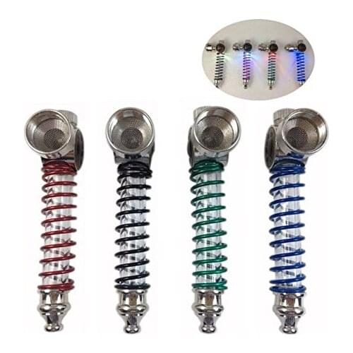 New 1pcs tobacco pipe Metal tobacco pipe smoking pipe cigarette holder With Led Flashing lamp.Buy 2 get 3