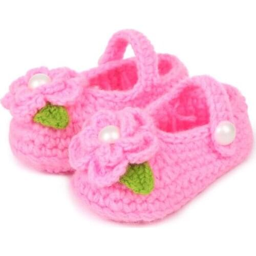 Beautiful Flower Style New Baby 100% Handmade Wool Toddler Shoes (1-18 months)