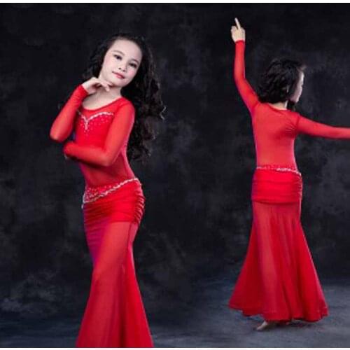 New design popular kids Oriental Dancing Costume Suits for Girls Sexy 2pcs Tops&Skirt Belly Dance Wears for child