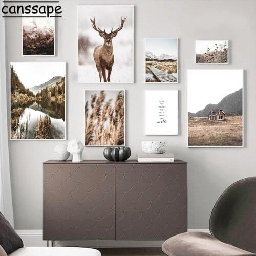 Scenery Wall Art Paintings Reed Hay Canvas Print Sea Waves Posters Seagull Prints Nordic Painting Dead Grass Pictures Room Decor