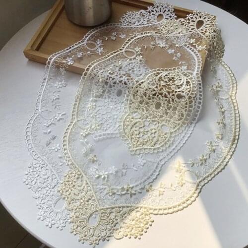 European Transparent Lace Oval Placemat Tea Set Wine Glass Cover Cloth Coaster Wall Cabinet Table Mat Banquet Party Decoration
