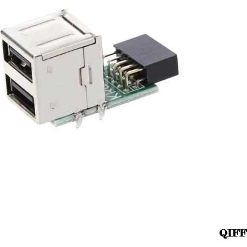 Drop Ship&Wholesale Internal Motherboard 9Pin To 2 Port USB 2.0 A Female Adapter Converter PCB Board APR28