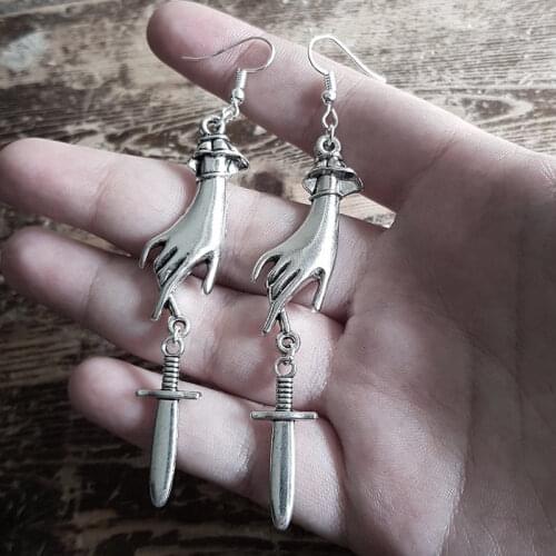 Sword and Hand Pendant Earrings Classic Jewelry Fashion Glamour Womens Gift Mystery Gothic New 2020 Big Earrings