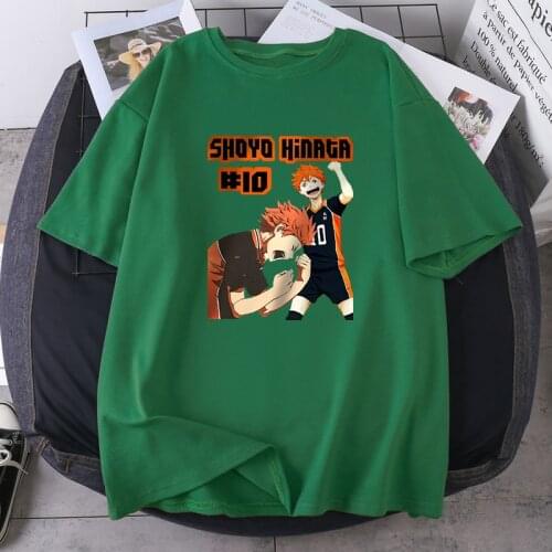 Shoyo Hinata Haikyuu Womens T-shirts Print Short Sleeve Oversize Tshirts Purple Black Casual Tops Tees Breathable Poleras Female
