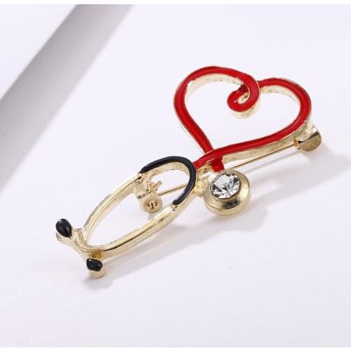 Cute Medical-Medicine Brooch Pin Stethoscope-Electrocardiogram-Heart-Shaped Pin Nurse Doctor Backpack Lapel Jewelry