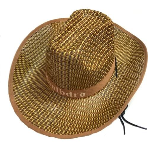 Summer Wide Brim Straw Weave Hat Casual Western Cowboy Hats Panama Cap Jazz Chapeau Outdoor Sunhat Topee for Men Women Unisex