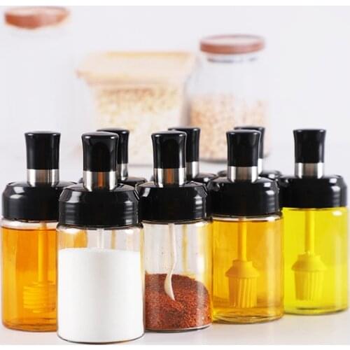1Pcs Glass Spice Container Clear Seasoning Bottle Condiment Jar Oil Honey Dispenser For Spices Glass Transparent Container Jars