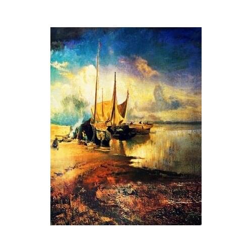 TR 8x8ft Retro Oil painting Style Printed Boat Sea Photography Backdrop Background Sailing Boat Real Custom Photo Studio Prop