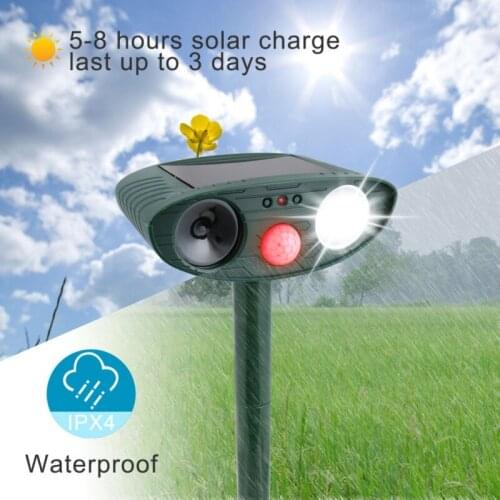 Pest Control Outdoor Solar Dog Cat Repellent Ultrasonic Waterproof Animal Pest Repellent Deterrent Scarer