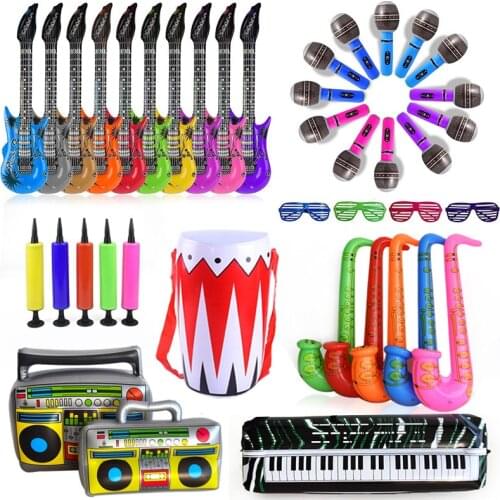 Funny Environmental Protection PVC Inflatable Musical Instrument Saxophone Guitar Tape Simulation Stage Props Party Supplies