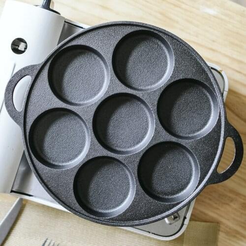 7-hole Frying Pot Non-stick Egg Pancake cast iron Steak Pan 2 cm thickness Cooking Egg Ham Pans Breakfast Maker pancake mold