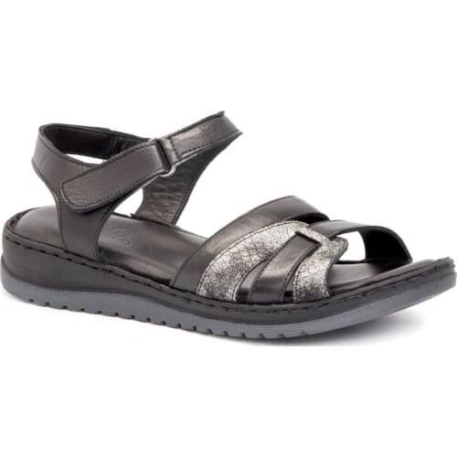 Gedikpasalı Asy 717 Black Women 'S 2021 Summer Season Sandals Orthopedic Genuine Cow Leather Business Lift Padding Casual Use Hiking