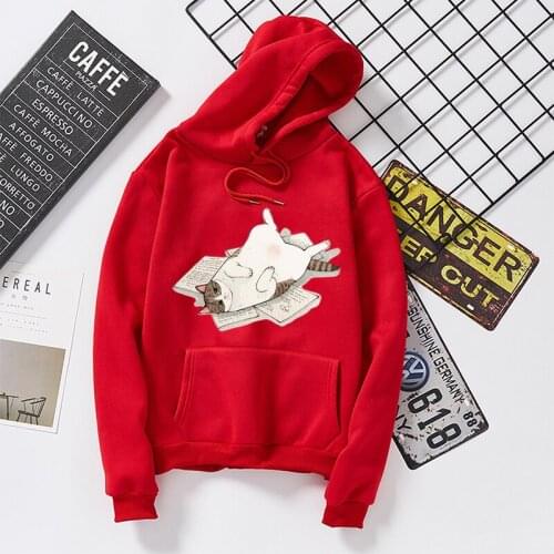 Winter Pullover Sweatshirts Women Men Cat Kawaii Poleron Mujer Kangaroo Pocket Hoodie School Korean Streetwear Oversized Hoody