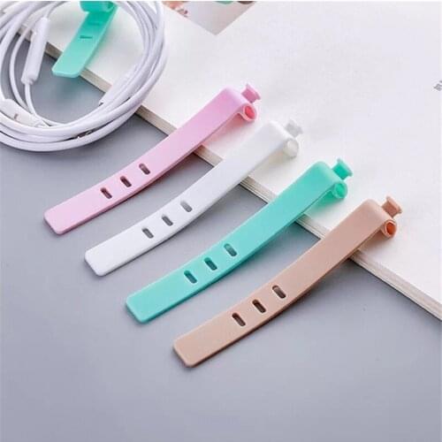 1/4pcs Silicone Straps Data Cable Soft Tape USB Wire Cable Tie Cable Organizer For Iphone Android Charging Earphone Cable Winder