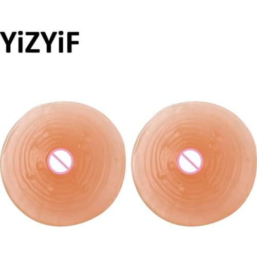 1 Pair Self-adhesive Attachable Washable Reusable Small/Large Silicone Nipples for Breast Form Costumes Party Drag Queen Women