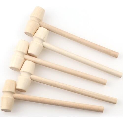 100/50/20pcs Solid Wood Mini Hammers Hitting Hammer Toys Creative Educational Toy Chocolate Smash Cakes Baking Tools Round/Oval