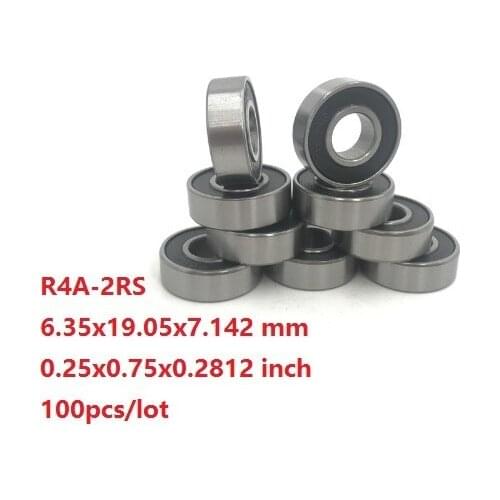 100pcs/lot R4A-2RS R4ARS R4A 2RS RS 0.25x0.75x0.2812 inch Deep Groove Ball bearing Miniature mini 6.35x19.05x7.142 mm