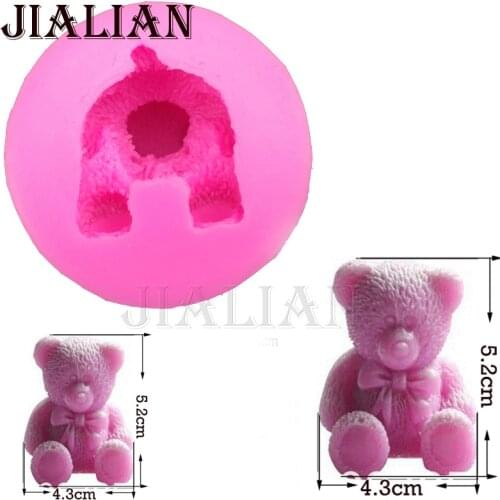 3D teddy bear Candle Moulds handmade soap mold wedding cake decorating tools DIY baking cookies fondant silicone molds T0121
