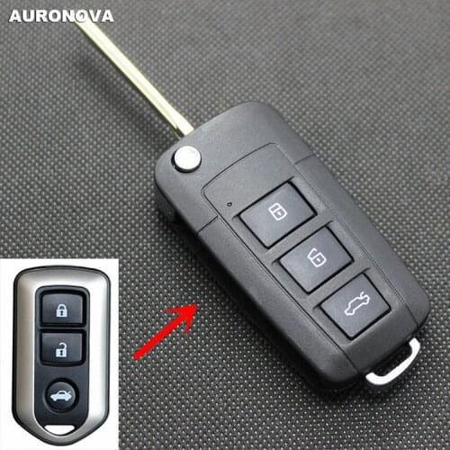 AURONOVA for Toyota Yaris Highlander Camry Remote Key Car Styling 3 Buttons Remote Car Key Case With Uncut Blade