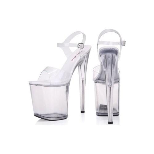 Sandals Women Platform Model T stage Shows Sexy High-heeled Shoes 10-20 cm High Transparent Waterproof Sandals Large-size 35-42
