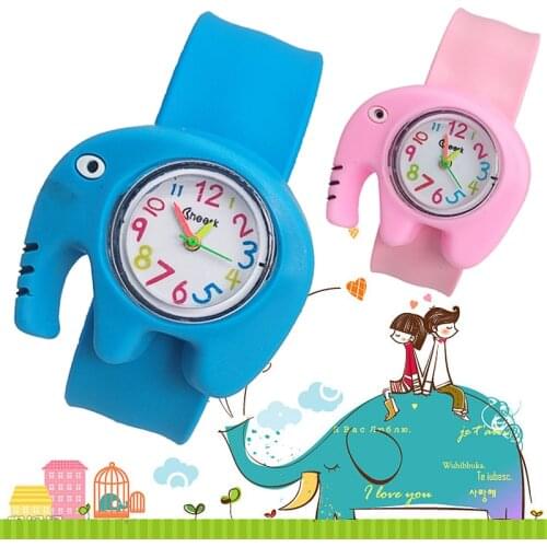 Cartoon Elephant Toys Patted Children Watches Boys Girls Baby Christmas gifts Kids Digital Watch Birthday Gift Electronic Clock