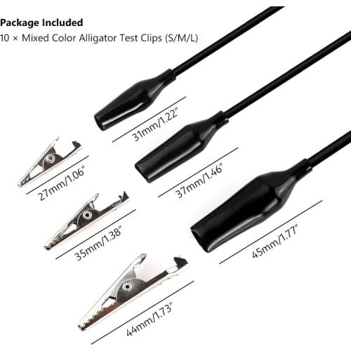 Double-ended Crocodile Cable 10pcs 27mm 35mm 44mm Jumper Wire Test Leads Crocodile Roach Jumper Alligator Clips Electrical DIY