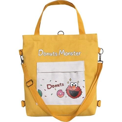 PURFAY Donuts Monster Canvas Women Shoulder Bag Lady Cotton Tote Shopper Bag Cloth Eco Reusable Shopping Bag