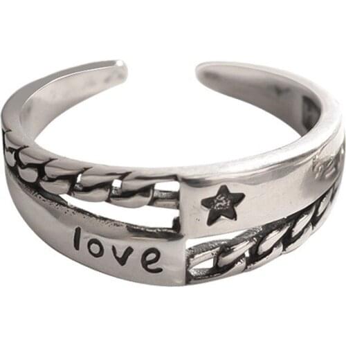 POTCET Womens Five-Pointed Star Openable Ring Geometric Fashion Retro Hip Hop Personality Party Jewelry