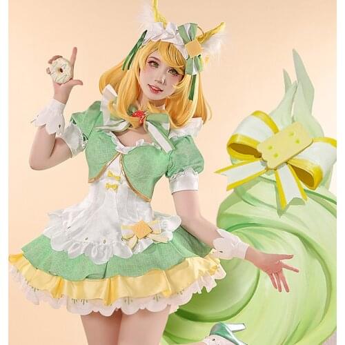 Arena of Valor Cos Daji Maid outfit coffee star Matcha sweetheart lovely Female Light green Maid cosplay costume R