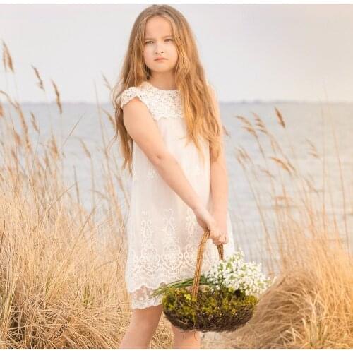 2021 European And American Girls Summer Dress Lace Princess Wedding Little Flower Girl Clothes Sukienka Dziewczynka