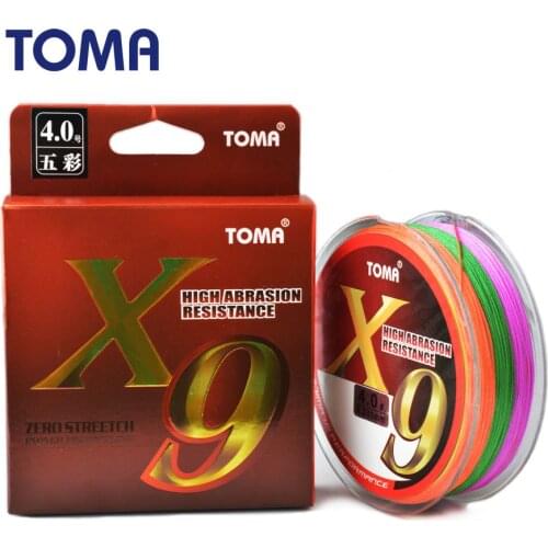 TOMA X9 150M 9 Strands Braided Fishing Line MultiColor Multifilament Saltwater PE Line 17 22 24 33 35 46 57LB