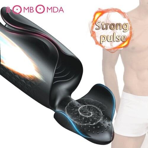 Men Masurbation Cup 10 Frequency USB Charging Penis Exerciser Massage Penis Glans Delay Ejaculation Erotic Toy For Men Sex Shop