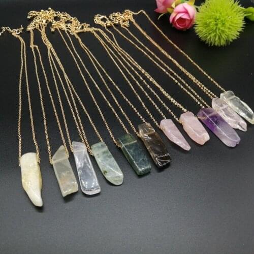 N5679 ZWPON Geometric Natural Stone Quartz Pendant Necklace for Women Irregularity Quartz Necklace Wholesale Jewelry