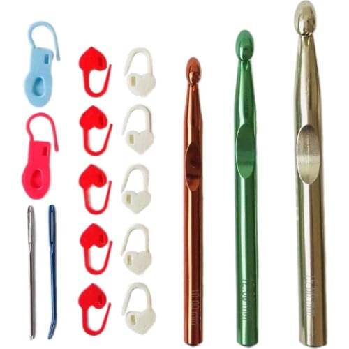 Huge Aluminum Crochet Hook Set,10/12/15mm Large Size Yarn Crochet Hooks for Sewing Yarn Wool Weaving Craft Tools