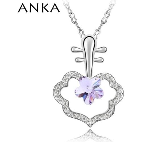 ANKA Wholesale High Quality Rhodium Plated Fashion Violin Jewelry Colorful Lute Crystal Necklace Crystals from Austria #85568