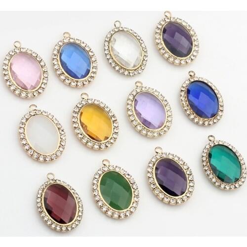 27*18mm 6pcs/lot Crystal Glass Charms Metal Frame Tear Water Drop Stone Beads Pendant For DIY Jewelry Making Accessories