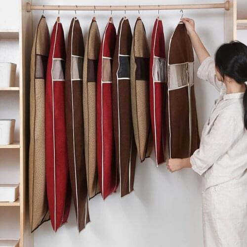 Breathable Thick Textile Dust Cover Clothes Hanging Bag Clothes Coveralls Coat Suit Storage Bag Clothes Protection Cover