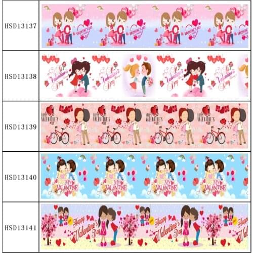 HuangTao 22MM 25MM 38MM 50MM 75mm Printed Pattern on Grosgrain Ribbon for diy ribbon