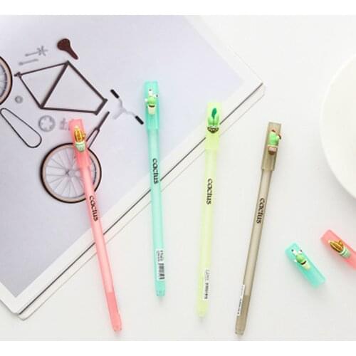 Limit shows 1Pc Korea Small Cactus Shape Fresh and Lovely Creative Black Pen 0.5mm Personality Fun Three-dimensional Gel Pen
