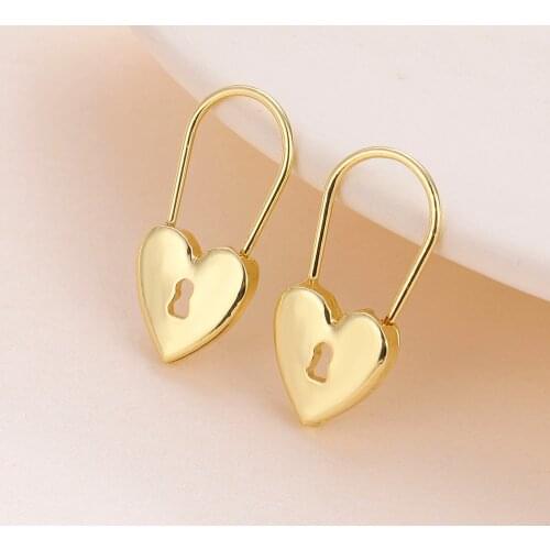 Lost Lady Gold Color Metal Heart Lock Hoop Earrings for Women New Fashion Geometric Maxi Huggies Earrings Wedding Jewelry Gifts