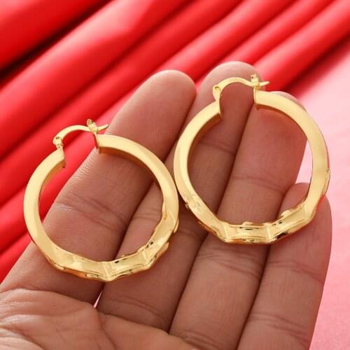 Dubai Gold Color Earrings 24K For Women Wedding Jewelry Womens Earrings For Girls Bridal Wife Gifts African Dubai French